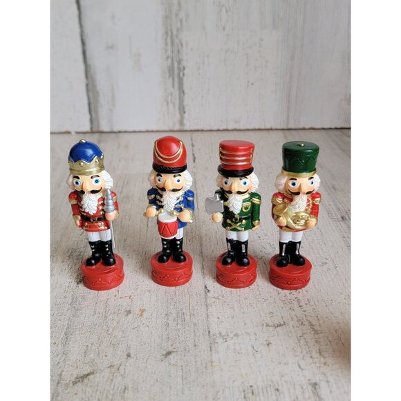 Miniature nutcracker figure set Xmas soldier drummer horn - Picture 1 of 6